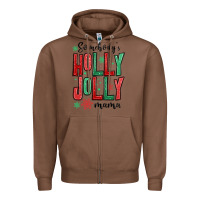 Chestnut somebodys holly jolly mama Zipper Hoodie - MaliasSmallBusiness