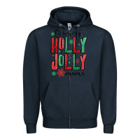 Navy somebodys holly jolly mama Zipper Hoodie - MaliasSmallBusiness