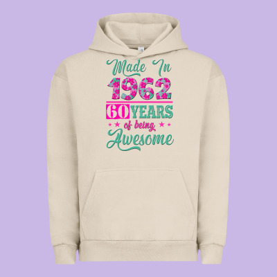 Made In 1962, 60 Years Of Being Awesome Urban Hoodie Designed By Jasminsmagicworld