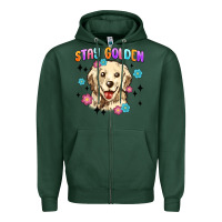 Sports Green stay golden Zipper Hoodie - MaliasSmallBusiness