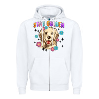 White stay golden Zipper Hoodie - MaliasSmallBusiness