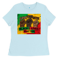 Baby Blue juneteenth black lives matter tumbler Ladies Tee - BarkalooDesign