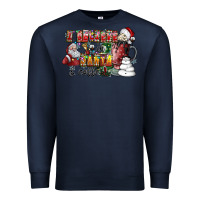 Navy I Believe In Santa And Coffee Premium Sweatshirt - CowhideDigitalArt