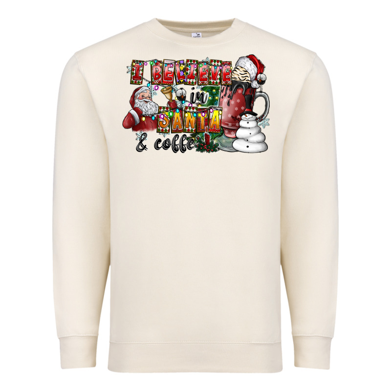 I Believe In Santa And Coffee Premium Sweatshirt by CowhideDigitalArt | Teevron