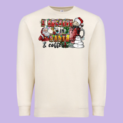 I Believe In Santa And Coffee Premium Sweatshirt Designed By Cowhidedigitalart