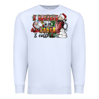 White I Believe In Santa And Coffee Premium Sweatshirt - CowhideDigitalArt