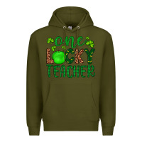 Army Green one lucky teacher Premium Hoodie - Artiststas