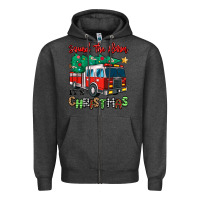 Charcoal Heather sound the alarm its christmas fire truck Zipper Hoodie - MaliasSmallBusiness