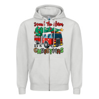 Dove Grey sound the alarm its christmas fire truck Zipper Hoodie - MaliasSmallBusiness