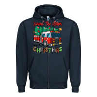 Navy sound the alarm its christmas fire truck Zipper Hoodie - MaliasSmallBusiness