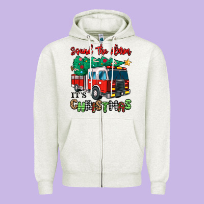 Zipper Hoodie sound the alarm its christmas fire truck