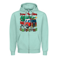 Seafoam sound the alarm its christmas fire truck Zipper Hoodie - MaliasSmallBusiness