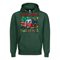 Sports Green sound the alarm its christmas fire truck Zipper Hoodie - MaliasSmallBusiness