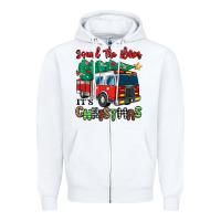 White sound the alarm its christmas fire truck Zipper Hoodie - MaliasSmallBusiness