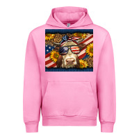 Fuchsia Pink Western 4th Of July Cow Urban Hoodie - LillyAllenDesigns