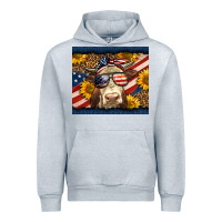 Heather Grey Western 4th Of July Cow Urban Hoodie - LillyAllenDesigns