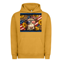 Pigment Peanut Butter Western 4th Of July Cow Urban Hoodie - LillyAllenDesigns