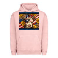 Pigment Salmon Western 4th Of July Cow Urban Hoodie - LillyAllenDesigns