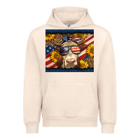 Sandshell Western 4th Of July Cow Urban Hoodie - LillyAllenDesigns