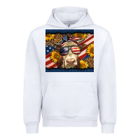 White Western 4th Of July Cow Urban Hoodie - LillyAllenDesigns