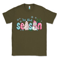Army Green tis the season snowman and christmas cake Classic Tee - MaliasSmallBusiness