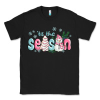 Black tis the season snowman and christmas cake Classic Tee - MaliasSmallBusiness