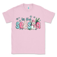 Bubblegum Pink tis the season snowman and christmas cake Classic Tee - MaliasSmallBusiness