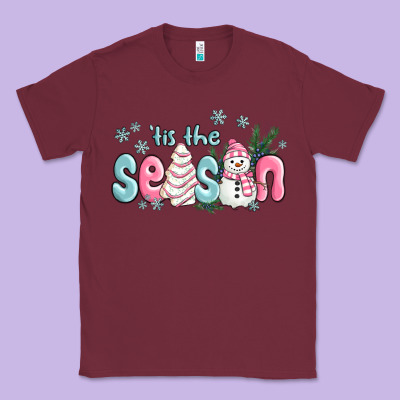 Classic Tee tis the season snowman and christmas cake
