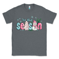 Charcoal Heather tis the season snowman and christmas cake Classic Tee - MaliasSmallBusiness