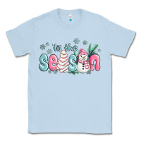 Dusty Blue tis the season snowman and christmas cake Classic Tee - MaliasSmallBusiness