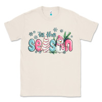 Natural tis the season snowman and christmas cake Classic Tee - MaliasSmallBusiness
