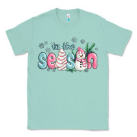 Seafoam tis the season snowman and christmas cake Classic Tee - MaliasSmallBusiness