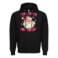 Black stay merry and bright Zipper Hoodie - MaliasSmallBusiness