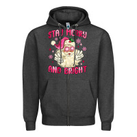 Charcoal Heather stay merry and bright Zipper Hoodie - MaliasSmallBusiness