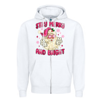 White stay merry and bright Zipper Hoodie - MaliasSmallBusiness
