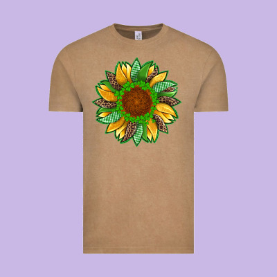 St Patricks Sunflower With Leopard  Shamrock And Glitter Vintage Tee Designed By Artiststas