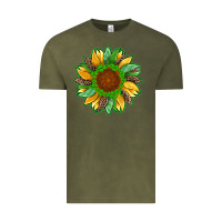 Vintage Olive st patricks sunflower with leopard  shamrock and glitter Vintage Tee - Artiststas