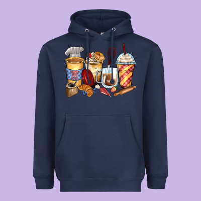 Bakery Coffee Cups Heavyweight Hoodie Designed By Zillion Design Studio