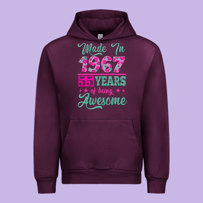 Made In 1967, 55 Years Of Being Awesome Urban Hoodie Designed By Jasminsmagicworld