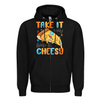 Black take it easy keep it cheesy Zipper Hoodie - MaliasSmallBusiness
