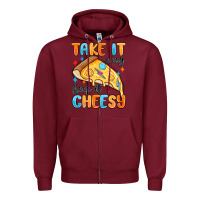 Burgundy take it easy keep it cheesy Zipper Hoodie - MaliasSmallBusiness