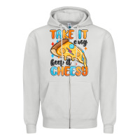 Dove Grey take it easy keep it cheesy Zipper Hoodie - MaliasSmallBusiness