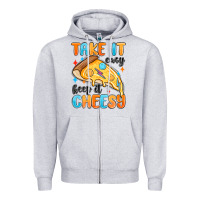 Heather Grey take it easy keep it cheesy Zipper Hoodie - MaliasSmallBusiness