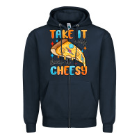 Navy take it easy keep it cheesy Zipper Hoodie - MaliasSmallBusiness