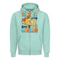 Seafoam take it easy keep it cheesy Zipper Hoodie - MaliasSmallBusiness