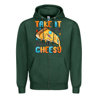 Sports Green take it easy keep it cheesy Zipper Hoodie - MaliasSmallBusiness