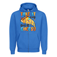 True Royal take it easy keep it cheesy Zipper Hoodie - MaliasSmallBusiness