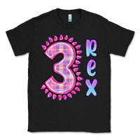 Black 3 rex pink dinosaur Classic Tee - MaliasSmallBusiness