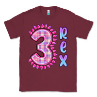 Burgundy 3 rex pink dinosaur Classic Tee - MaliasSmallBusiness