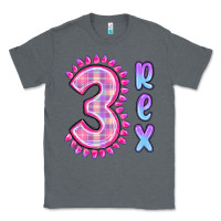 Charcoal Heather 3 rex pink dinosaur Classic Tee - MaliasSmallBusiness
